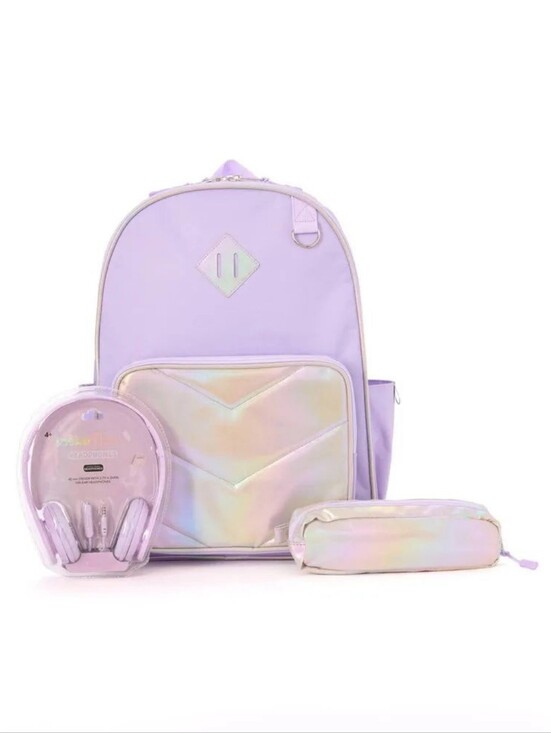 Other - Locker Club Kids' 16L Nylon Backpack with Headphone Pencil Pouch - Lavender